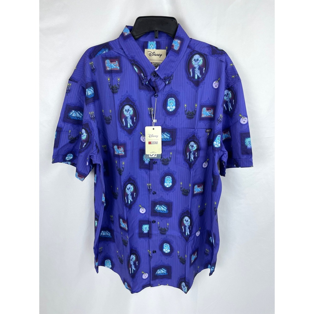 RSVLTS Disney Shirt Men 2XL Haunted Mansion Purple Ghostly Gallery Short Sleeves